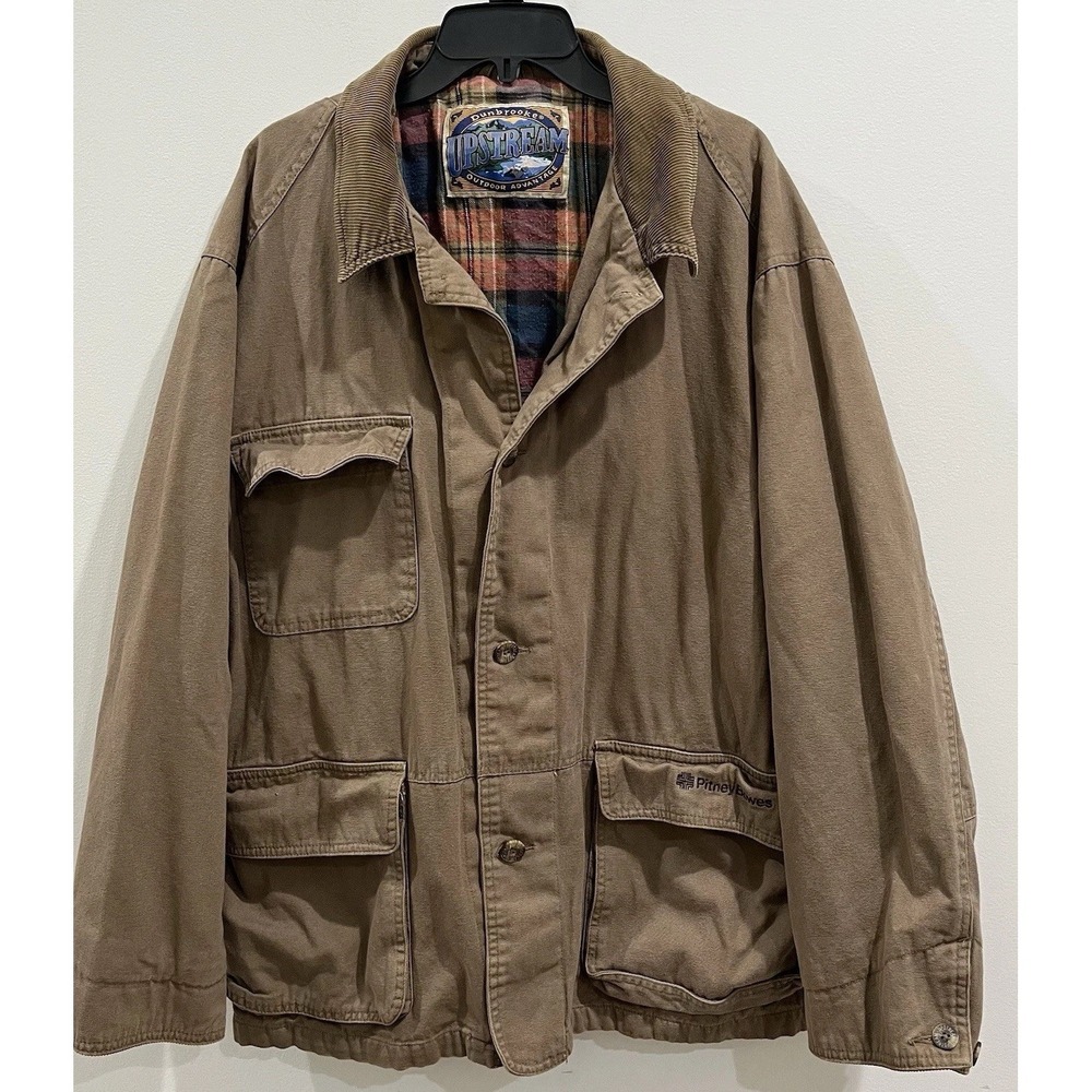 Vintage Dunbrooke Upstream Canvas Barn Coat Plaid Lined Chore Jacket Mens LG Y2K